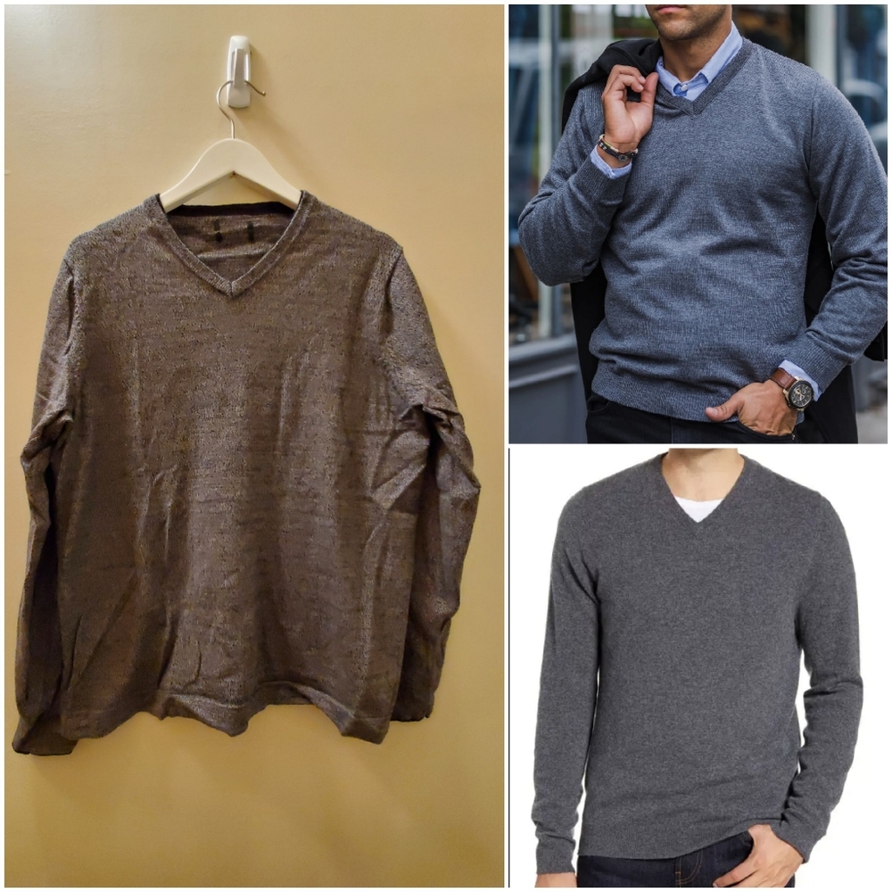 Attitude Grey v neck sweater 100% Pima cotton medium